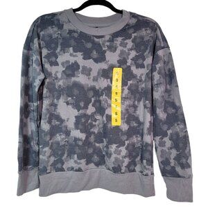 Mondetta Women Camouflage Print Crewneck Long Sleeve Sweatshirt Gray Size Small